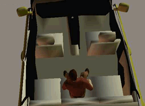 Model of 1983 car accident showing the kinematics of the injury